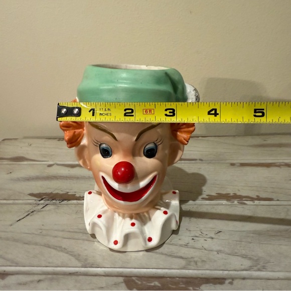 Vintage Scary Clown Head Ceramic Planter Holder 1950s Napco Ware (Japan) - Picture 8 of 8